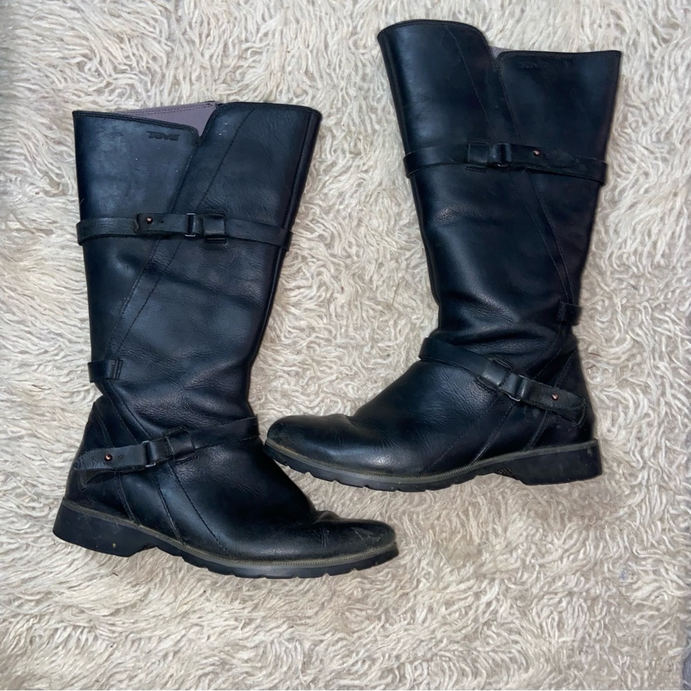 Teva De La Vina Black Leather Riding Boots